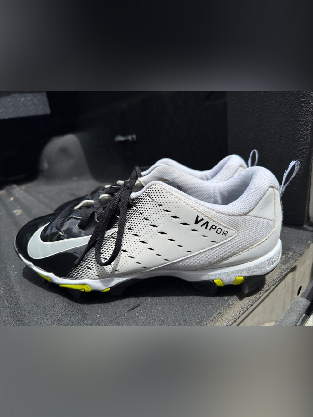 Nike Men's Vapor Athletic Cleats - White, Black & Yellow Accents